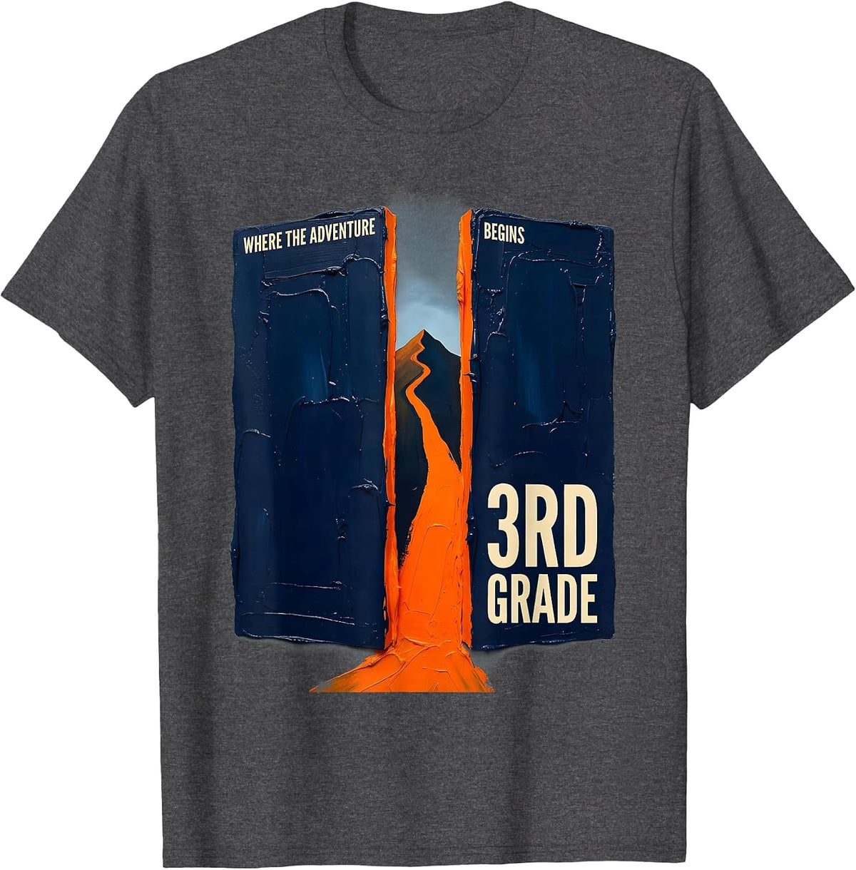 Where The Adventure Begins 3rd Grade Teacher Back To School T-Shirt - Dark Heather Grey