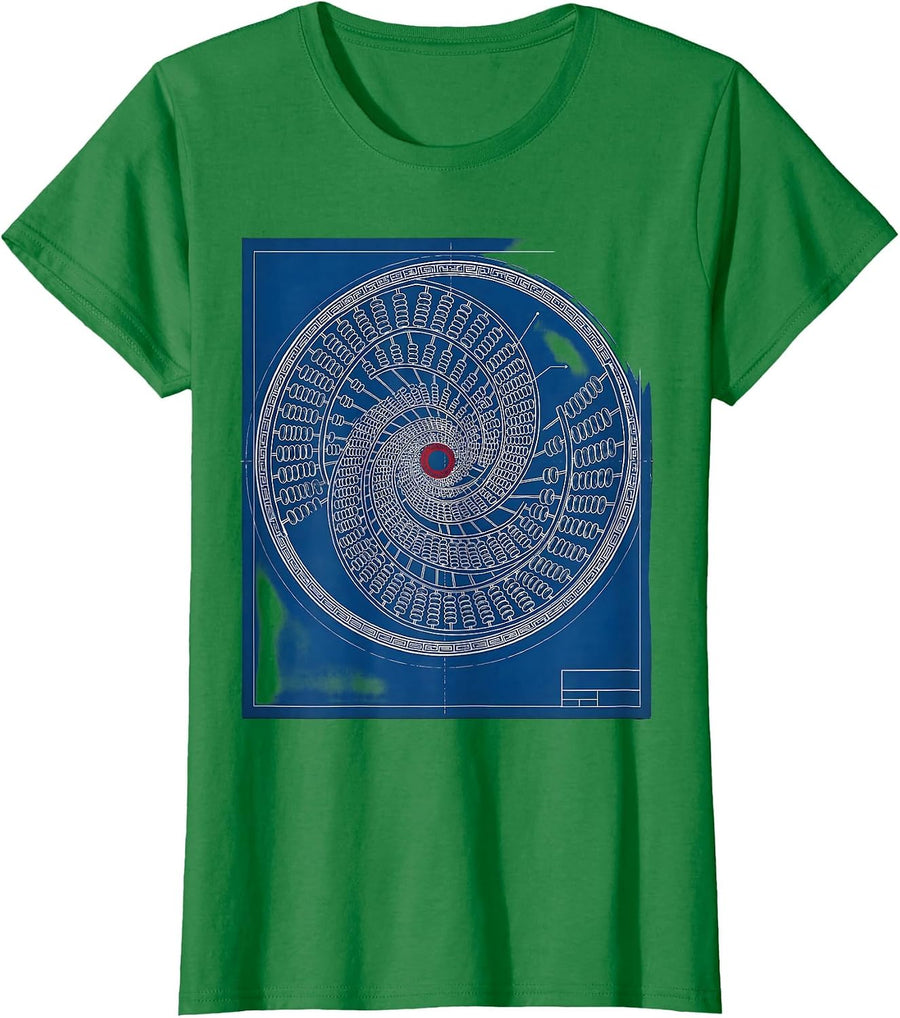 Women's Abacus Galaxy Spiral Math Universe Design T-Shirt - Kelly Green