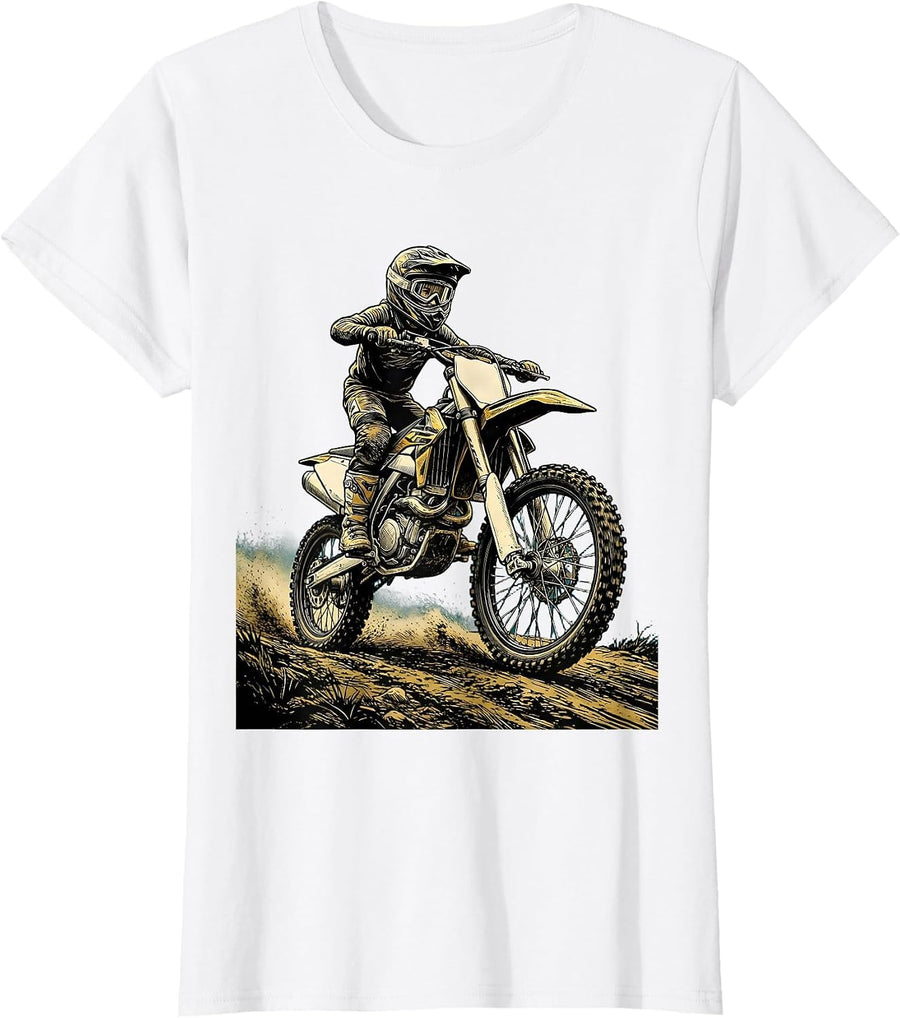Women's Off-Camber Trail Rider Sign-Painter Dirt Bike Pride T-Shirt - White