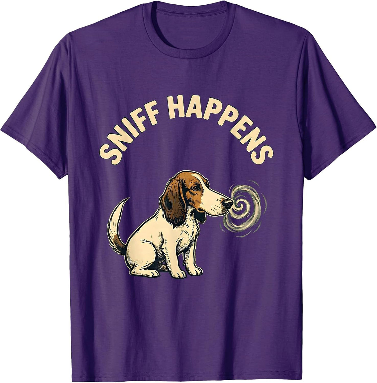 Men's Sniff Happens Funny Dog Lover Pitbull Humor T-Shirt - Purple
