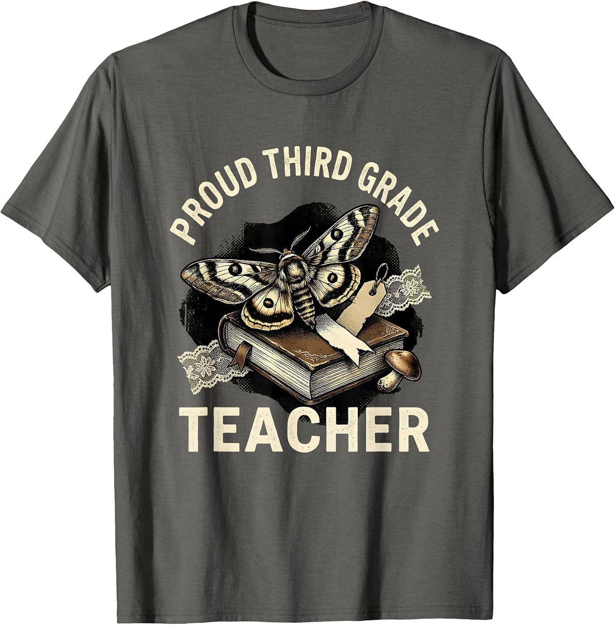 Men's Proud Third Grade Teacher Appreciation Design T-Shirt - Asphalt Grey
