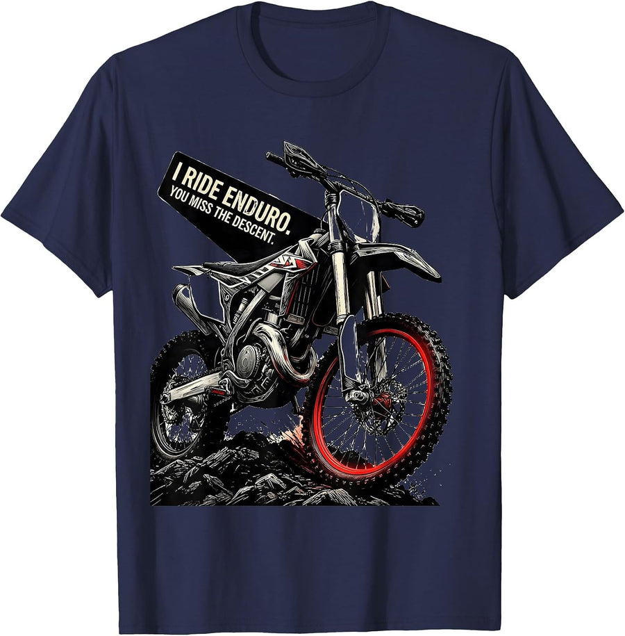 I Ride Enduro You Miss The Descent Futurist Dynamism Biker T-Shirt - Navy Blue