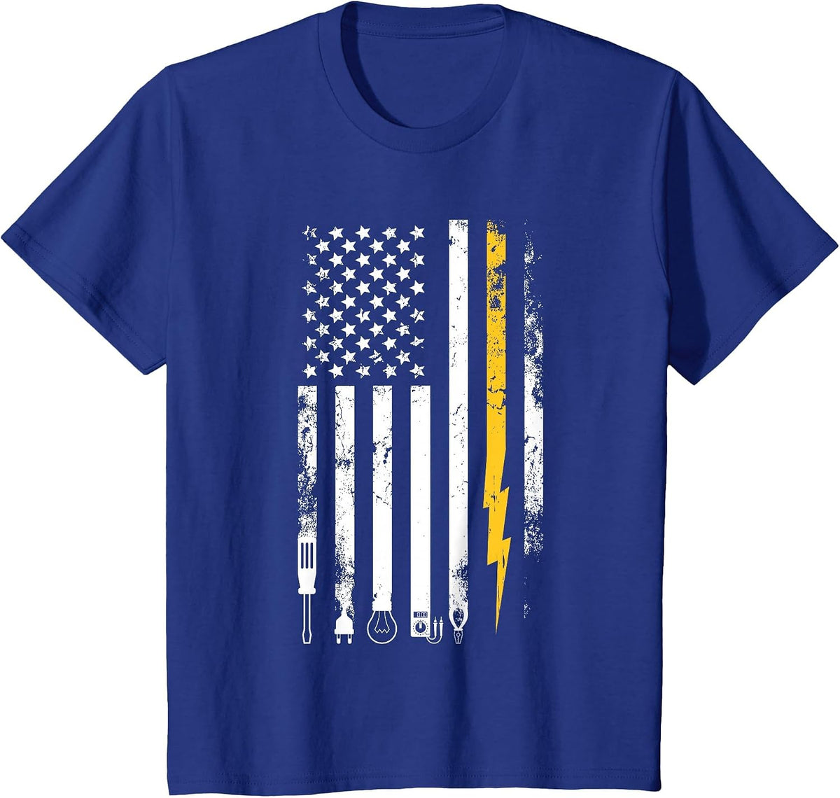 Electrician US Flag Electricians Tools T-Shirt - Royal Blue