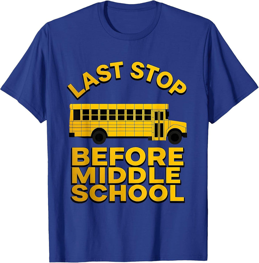 Last Stop Before Middle School 5th Grade Teacher T-Shirt - Royal Blue
