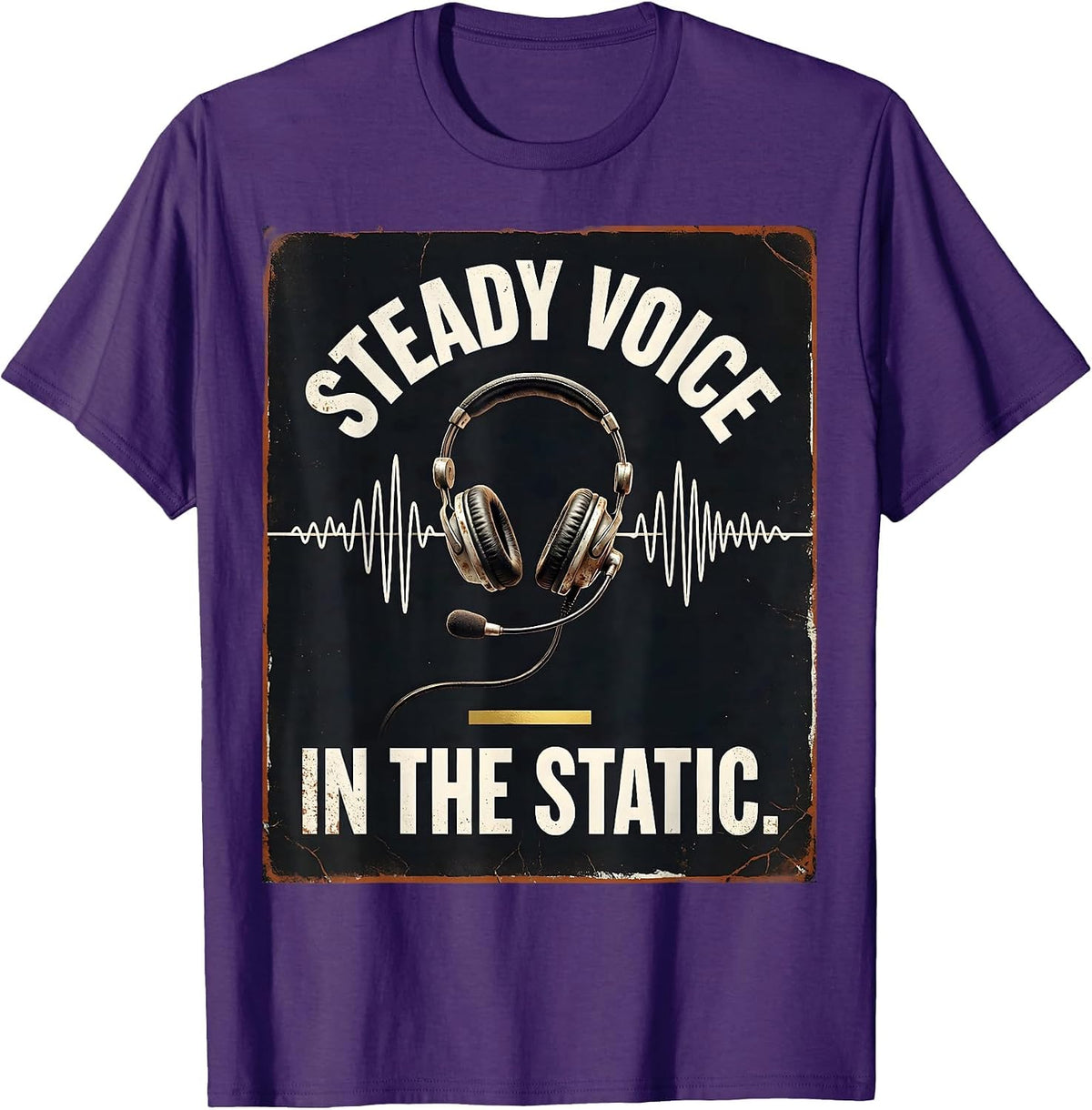 Men's Steady Voice In The Static Distressed 911 Dispatcher Thin T-Shirt - Purple