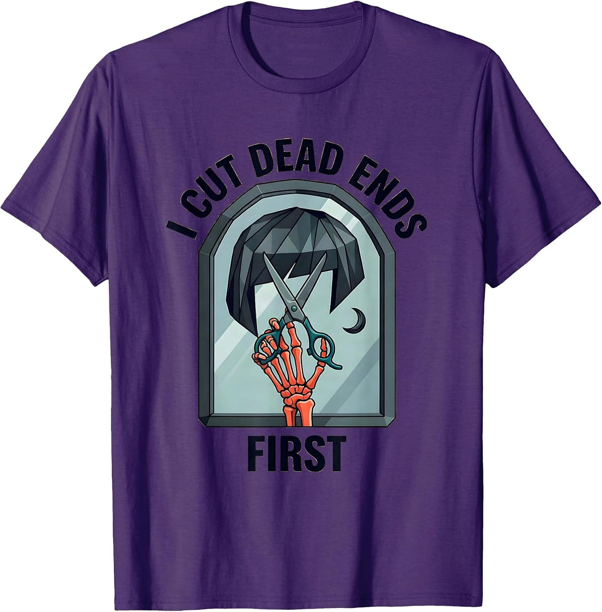 I Cut Dead Ends First Funny Hairstylist Skeleton Barber T-Shirt - Purple