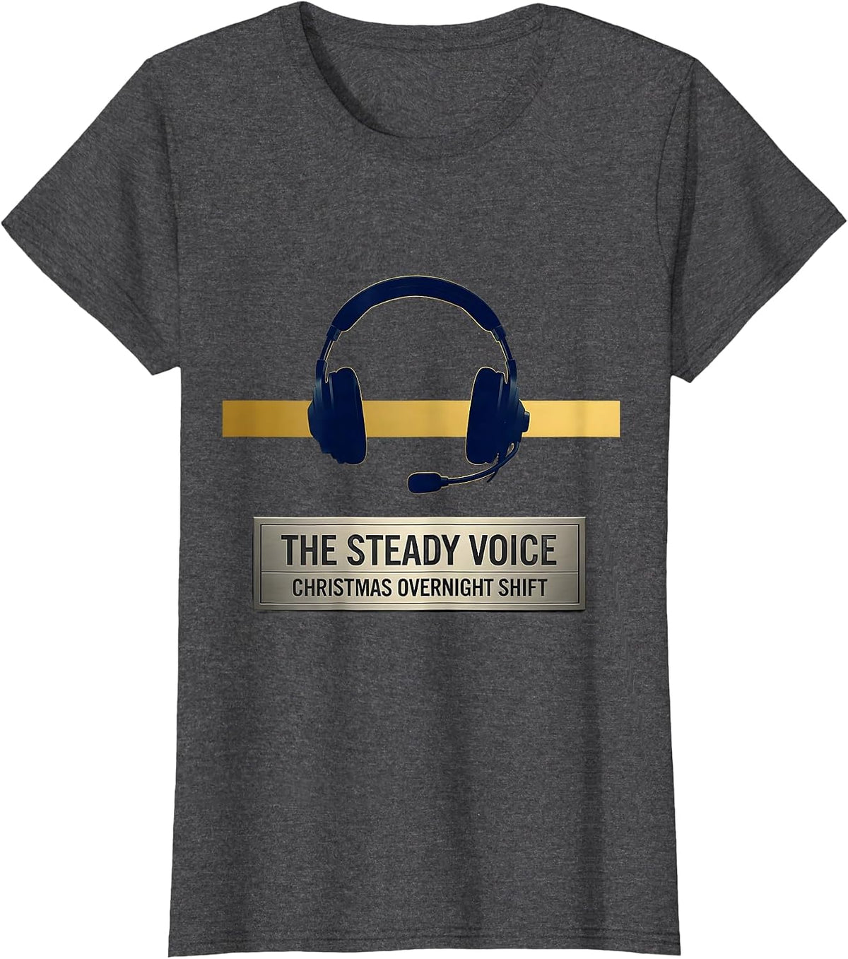 Women's The Steady Voice Christmas Overnight Shift 911 Dispatcher T-Shirt - Dark Heather Grey