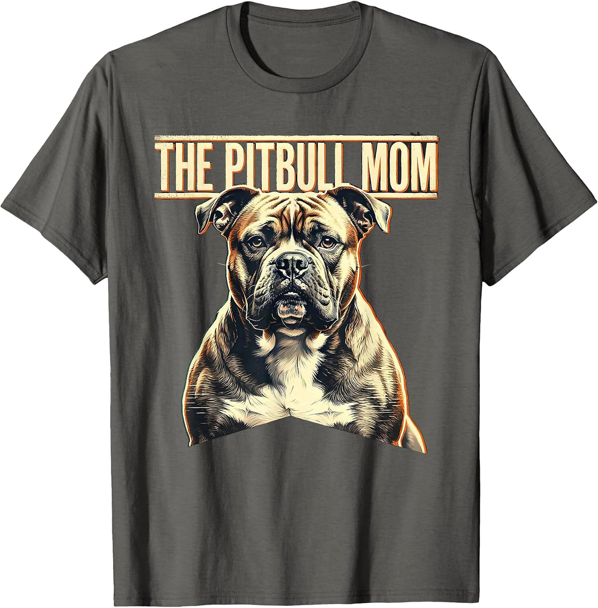 Men's The Pitbull Mom Stencil Ghost Dog Halloween Skeleton T-Shirt - Asphalt Grey