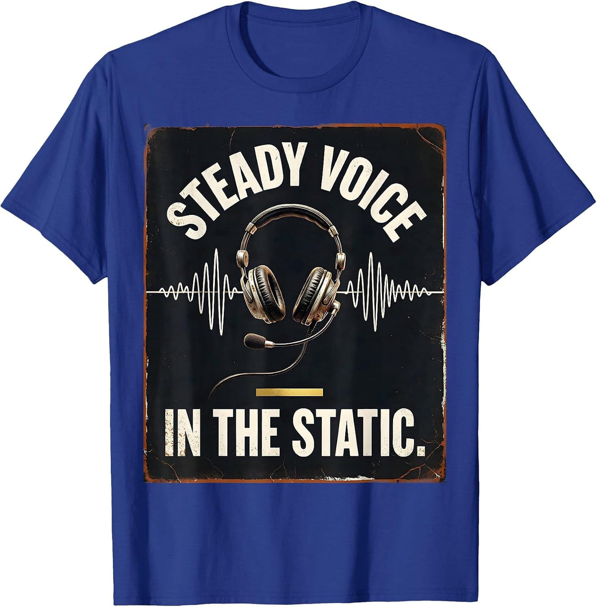 Men's Steady Voice In The Static Distressed 911 Dispatcher Thin T-Shirt - Royal Blue
