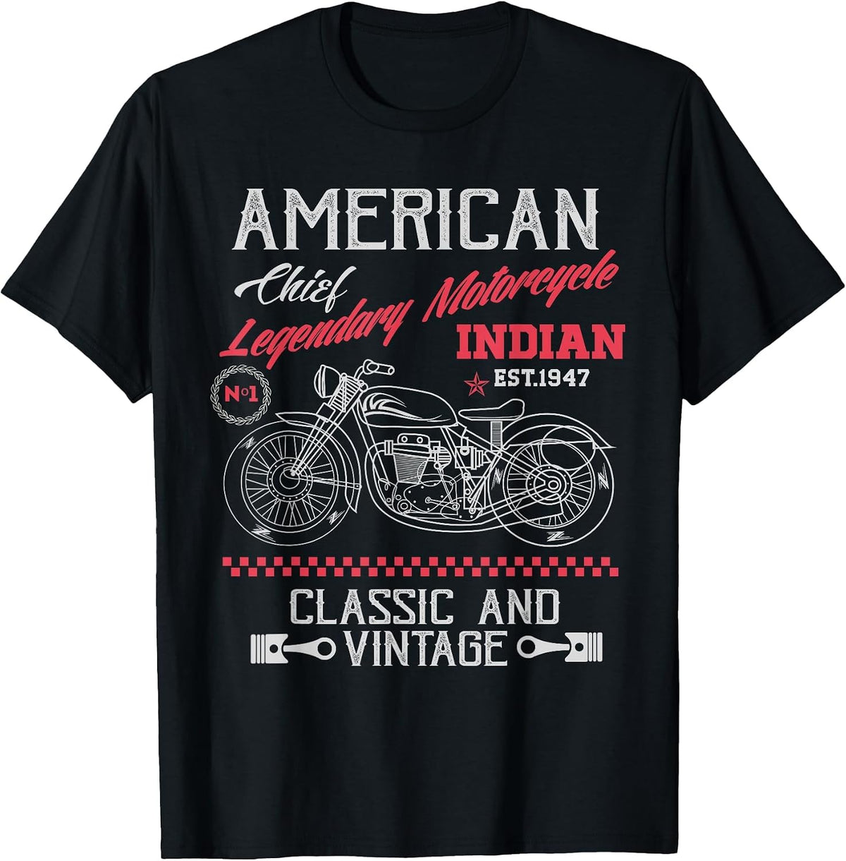 Vintage American Motorcycle Indian Old Bikers T-Shirt T-Shirt - Black