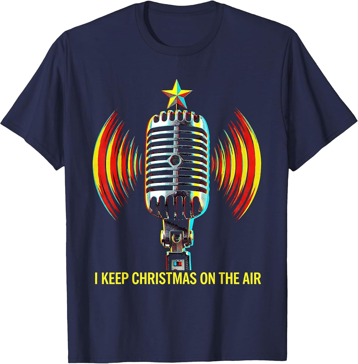 Men's I Keep Christmas On The Air Funny 911 Dispatcher Workplace T-Shirt - Navy Blue