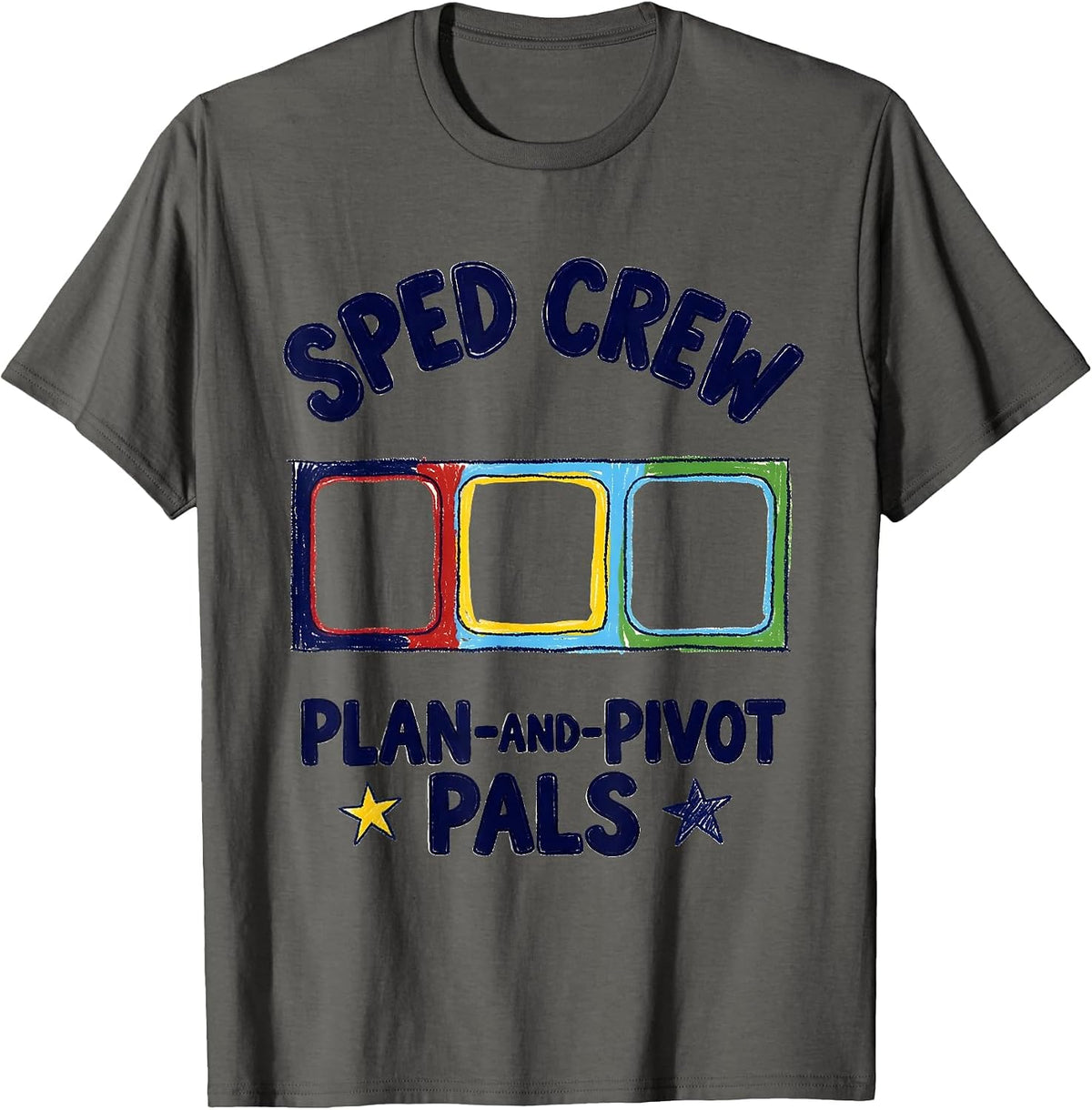 SPED Crew Plan-and-Pivot Pals Naive Kidcore Teacher T-Shirt - Asphalt Grey