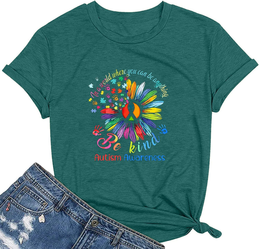 Autism We Should Protect by Accepting Inclusive Autism Awareness T-Shirts - W-t9005-darkgreen