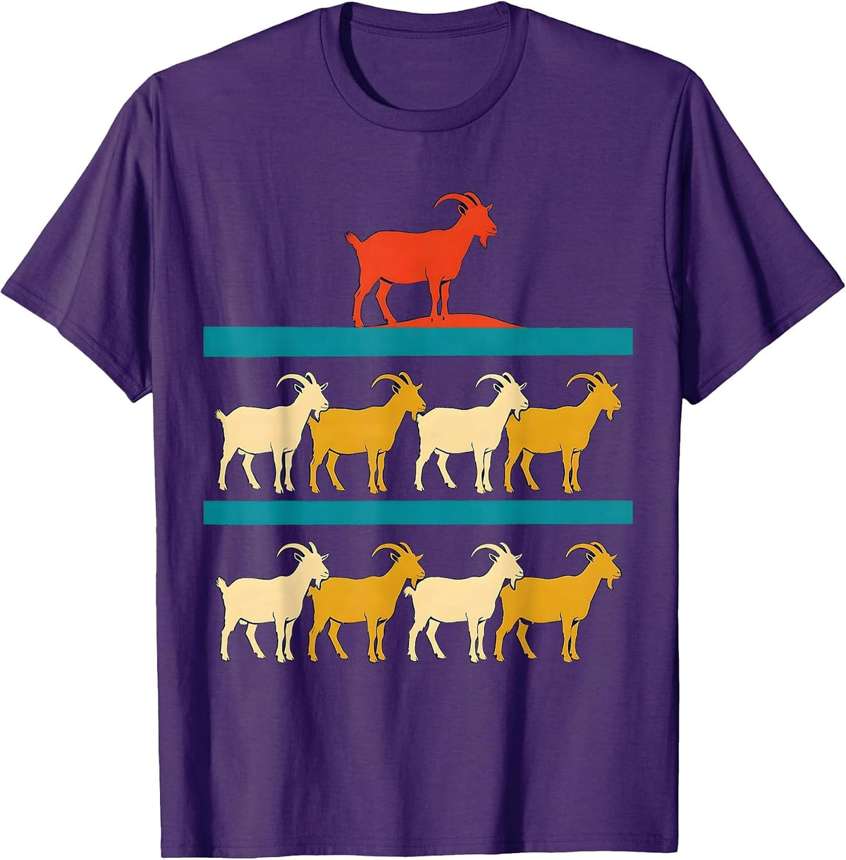 Men's Stacked Goats Screenprint Farm Animal Lover Humor T-Shirt - Purple