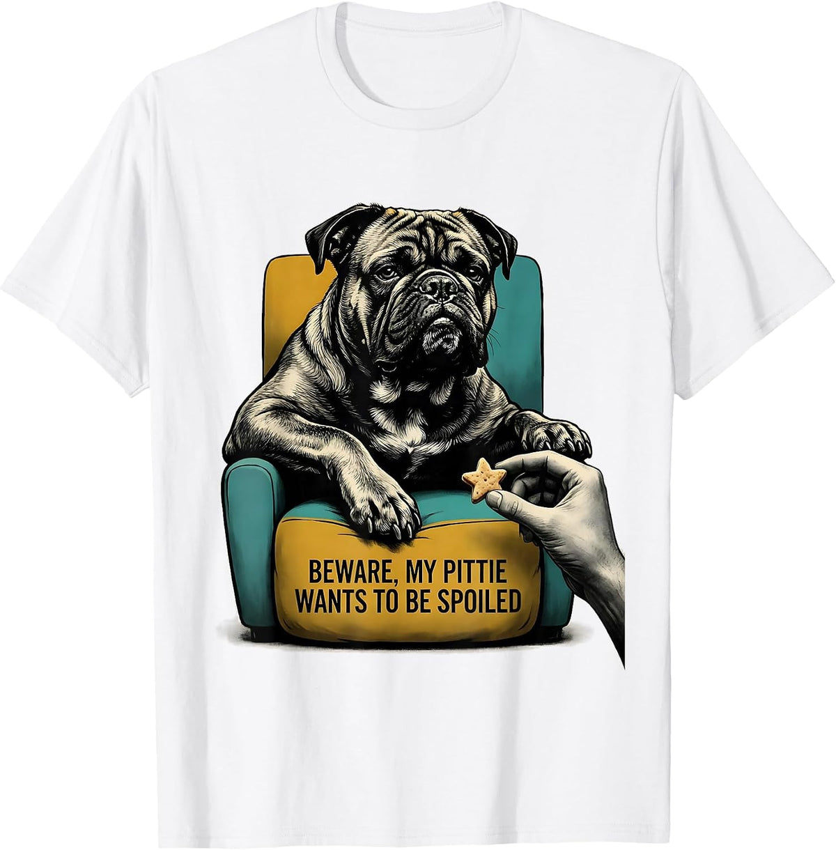 Men's Beware, My Pittie Wants To Be Spoiled Funny Pitbull Dog Mom T-Shirt - White