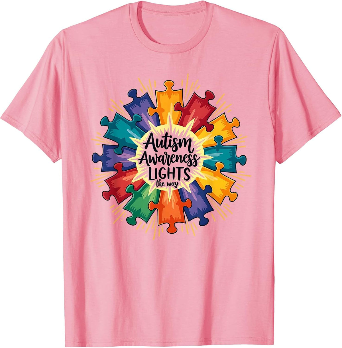 Autism Awareness Lights Way Inspirational Design T-Shirt - Pink