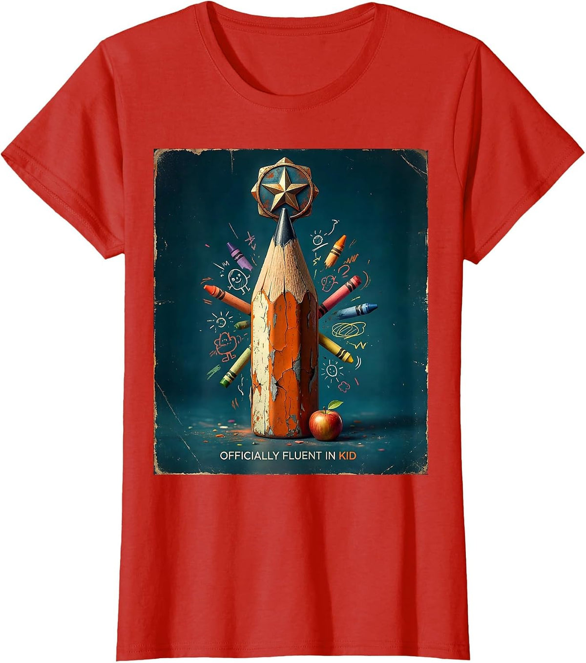 Officially Fluent In Kid 3rd Grade Teacher Design T-Shirt - Red