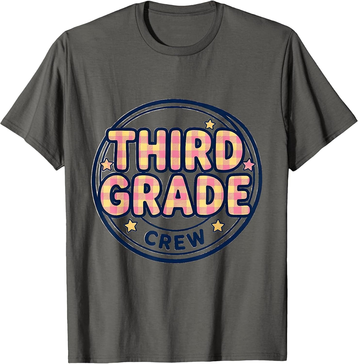 Third Grade Crew Back to School Teacher Student Kids T-Shirt - Asphalt Grey