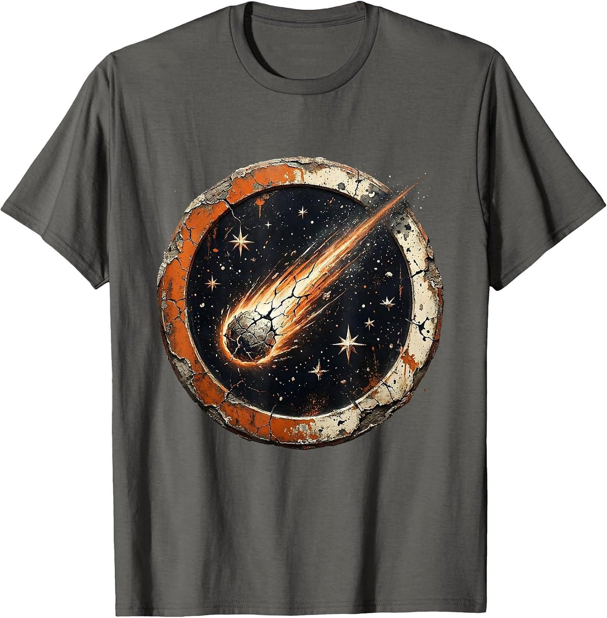 Men's Godspeed Comet Blazing Through Starry Night Sky T-Shirt - Asphalt Grey