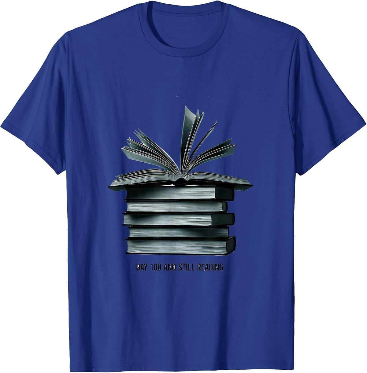 Day 100 And Still Reading Minimalist Teacher Librarian 100th T-Shirt - Royal Blue