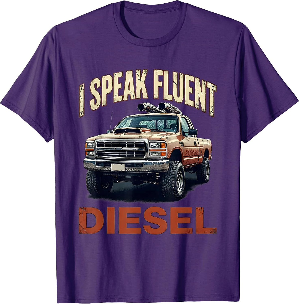 I Speak Fluent Diesel Distressed Trucker Diesel Pickup T-Shirt - Purple
