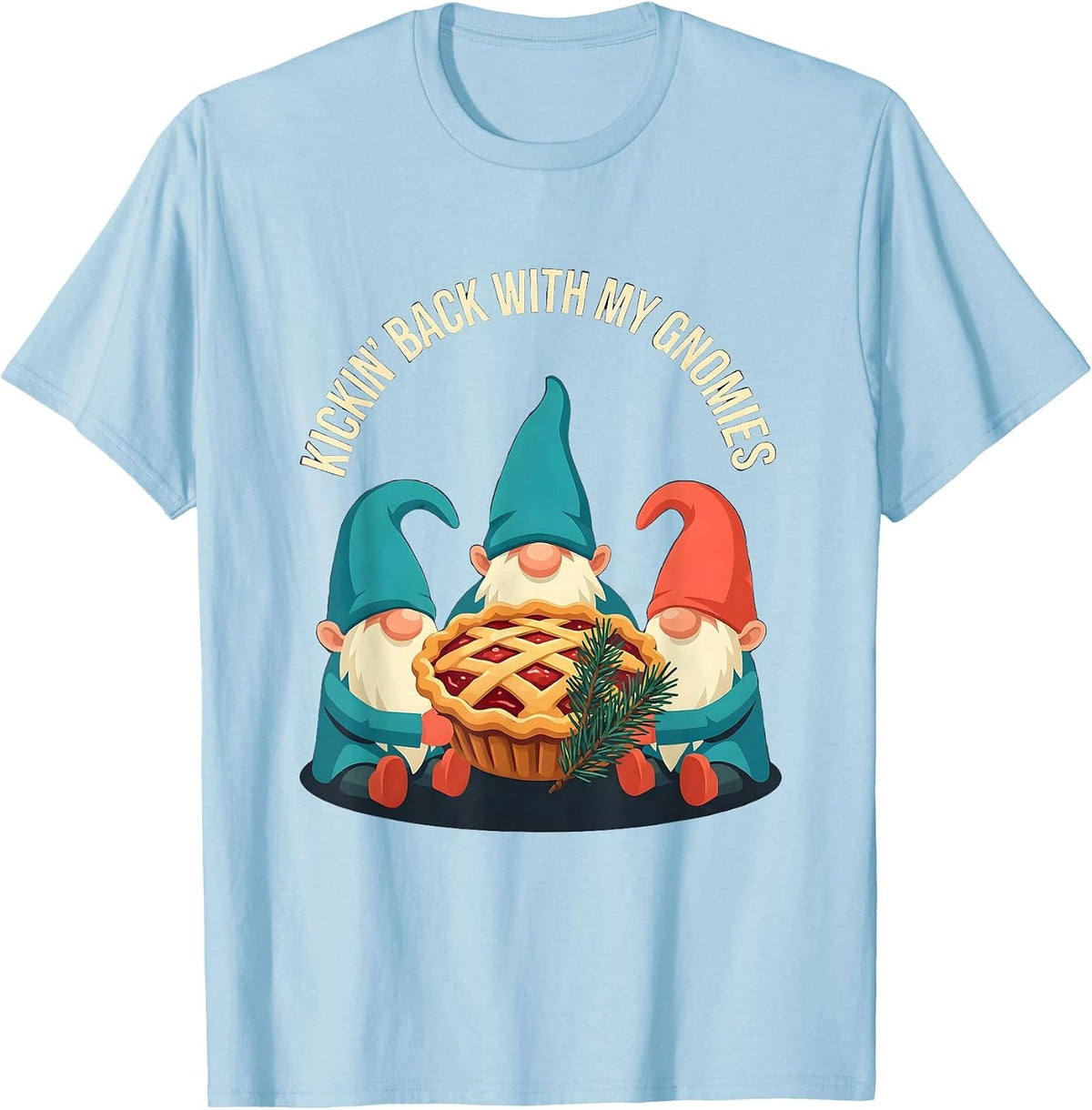 Men's Kickin Back With My Gnomies Funny Gnome Friend Christmas T-Shirt - Baby Blue