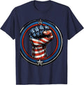 American Flag Raised Fist Patriotic Graphic T-Shirt - Navy Blue