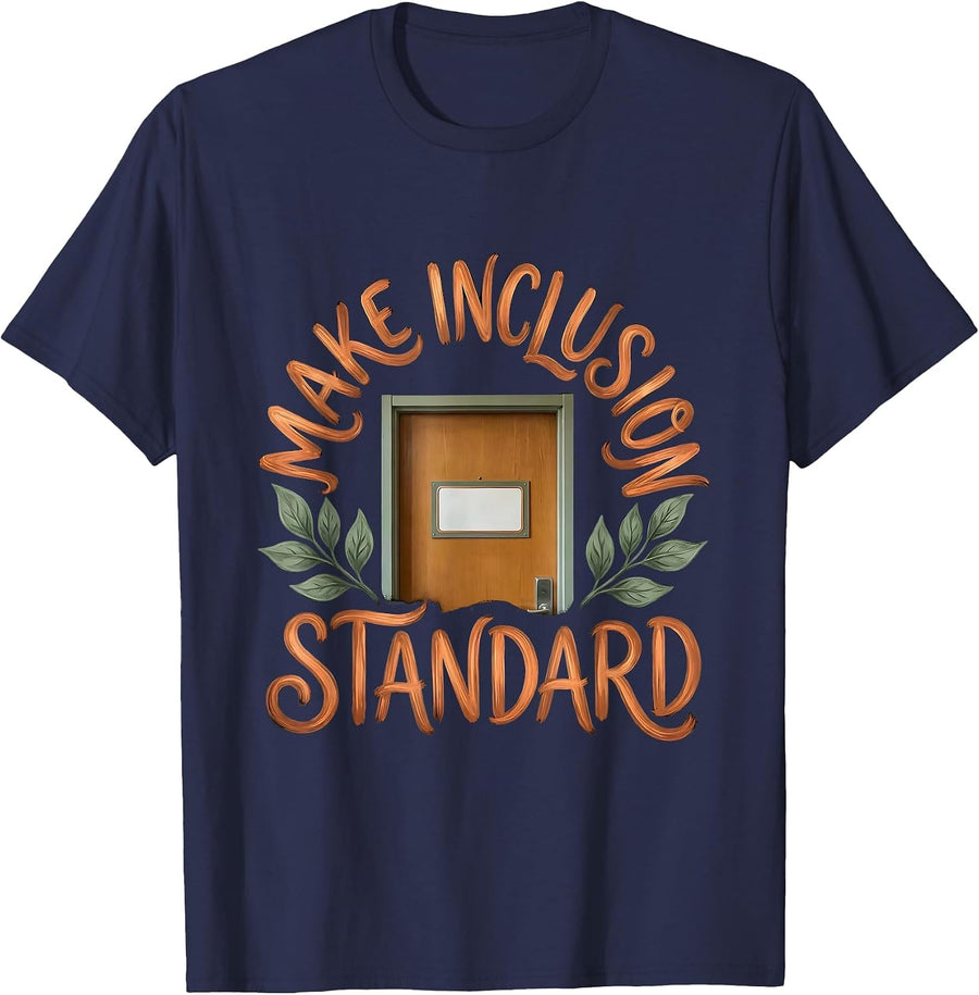 Make Inclusion Standard Boho Special Education Teacher T-Shirt - Navy Blue