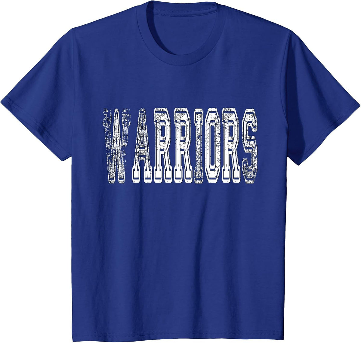 Warriors Mascot Distressed Vintage School Sports Name Fan T-Shirt - Royal Blue