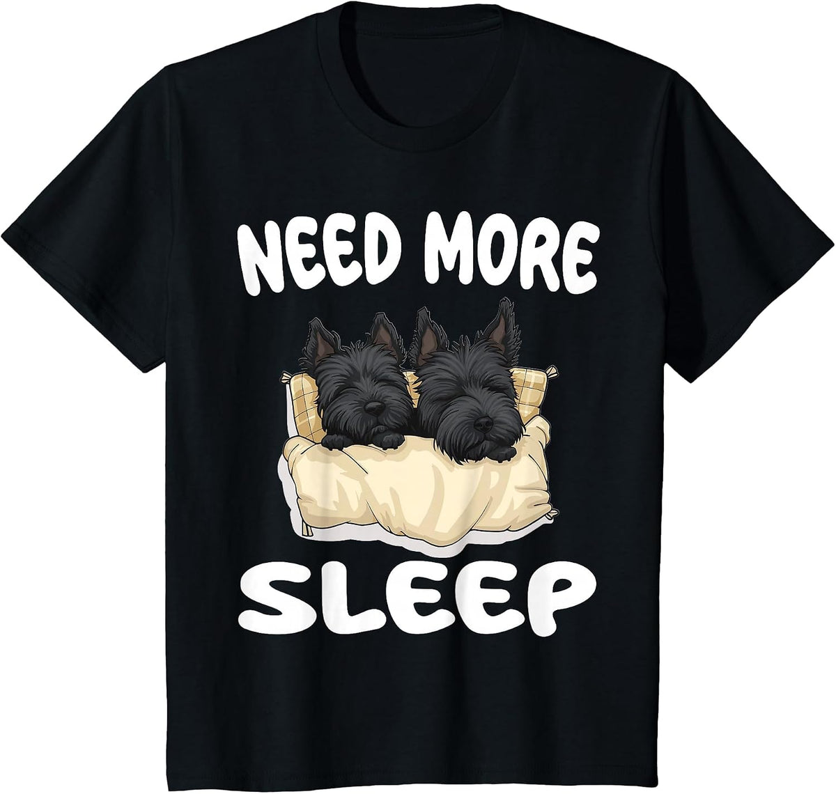 Cute Scottish Terrier Need More Sleep Pajamas Nightgown T-Shirt - Black