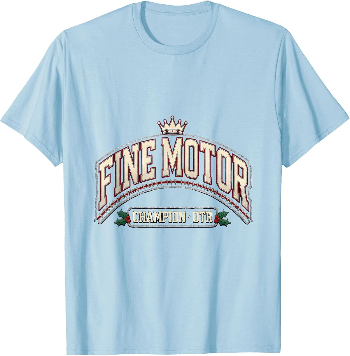 Men's Fine Motor Champion, OTR Sparkle Varsity Occupational T-Shirt - Baby Blue