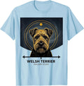 Men's Welsh Terrier Gallery Study Minimalist Dog Portrait Art T-Shirt - Baby Blue