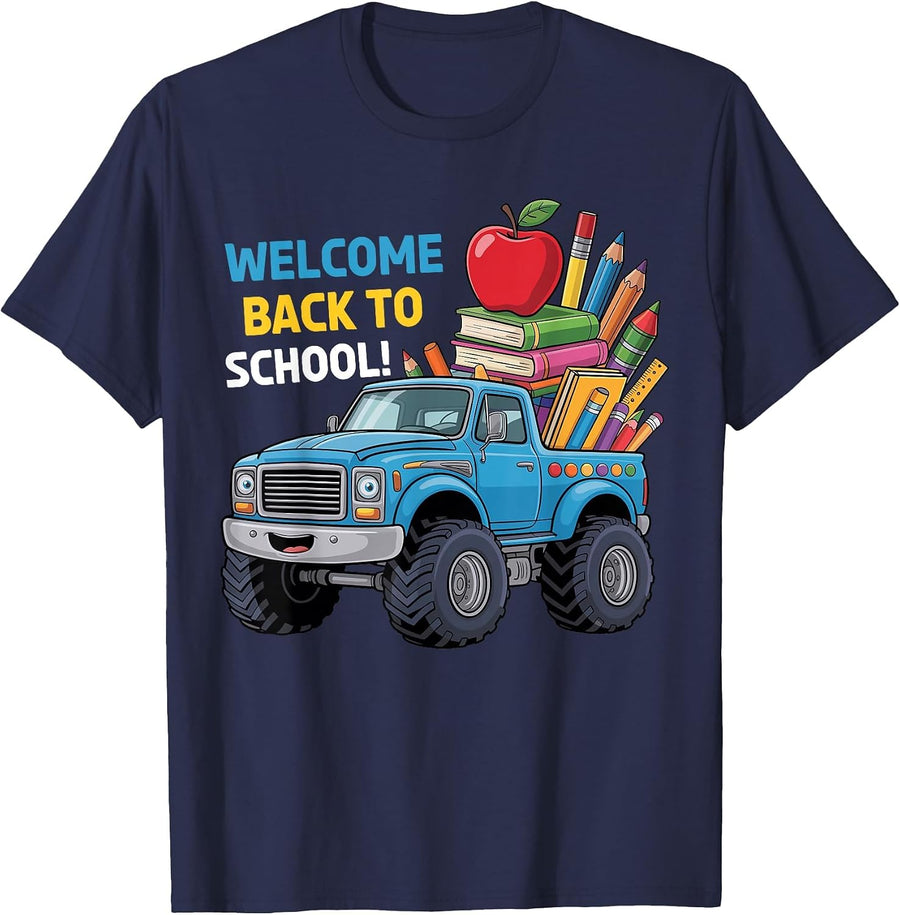 Boys First Day of School Toddler's Welcome Back to School T-Shirt - Navy Blue