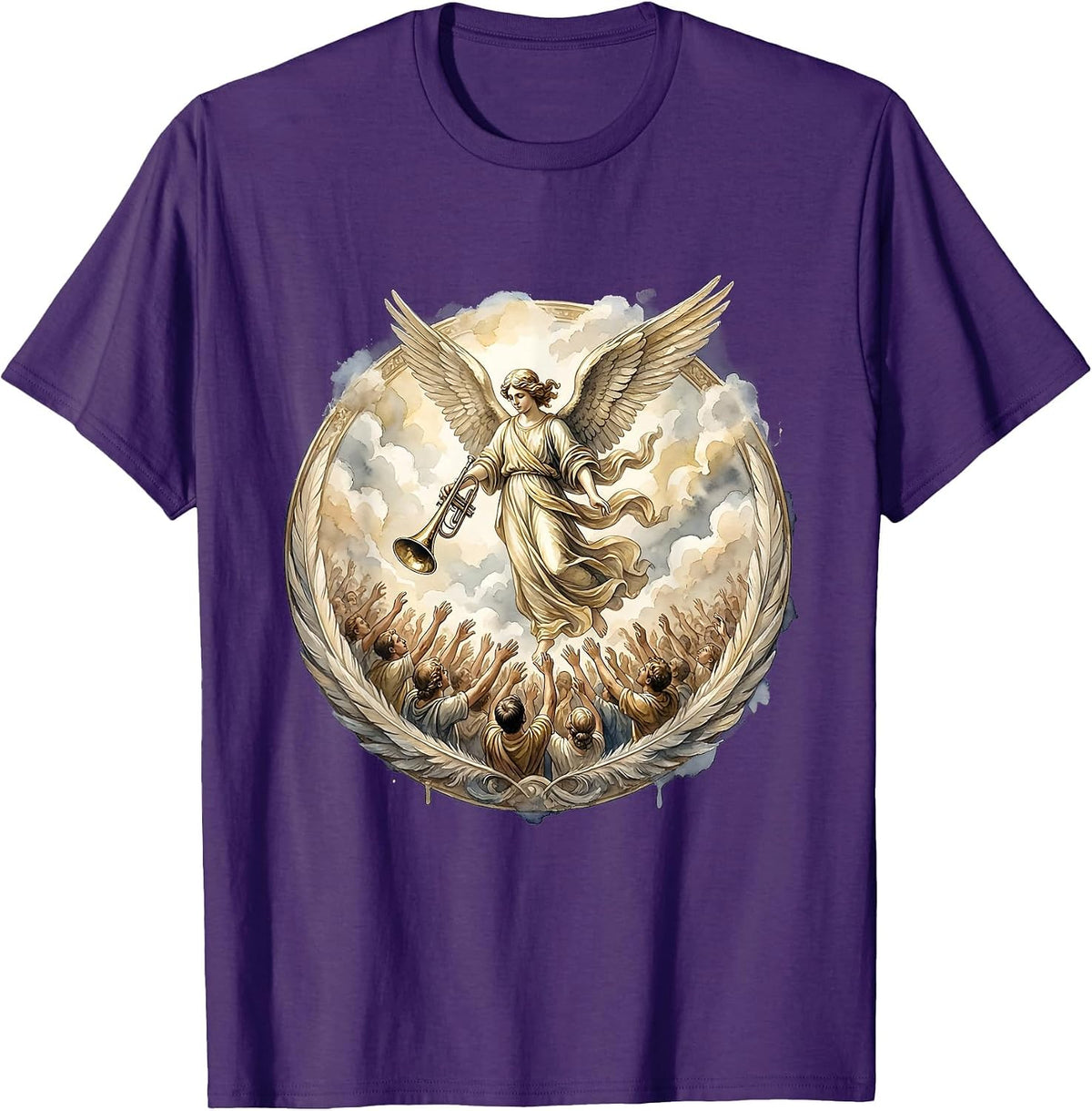 Make Heaven Crowded Angel Trumpet Graphic T-Shirt - Purple