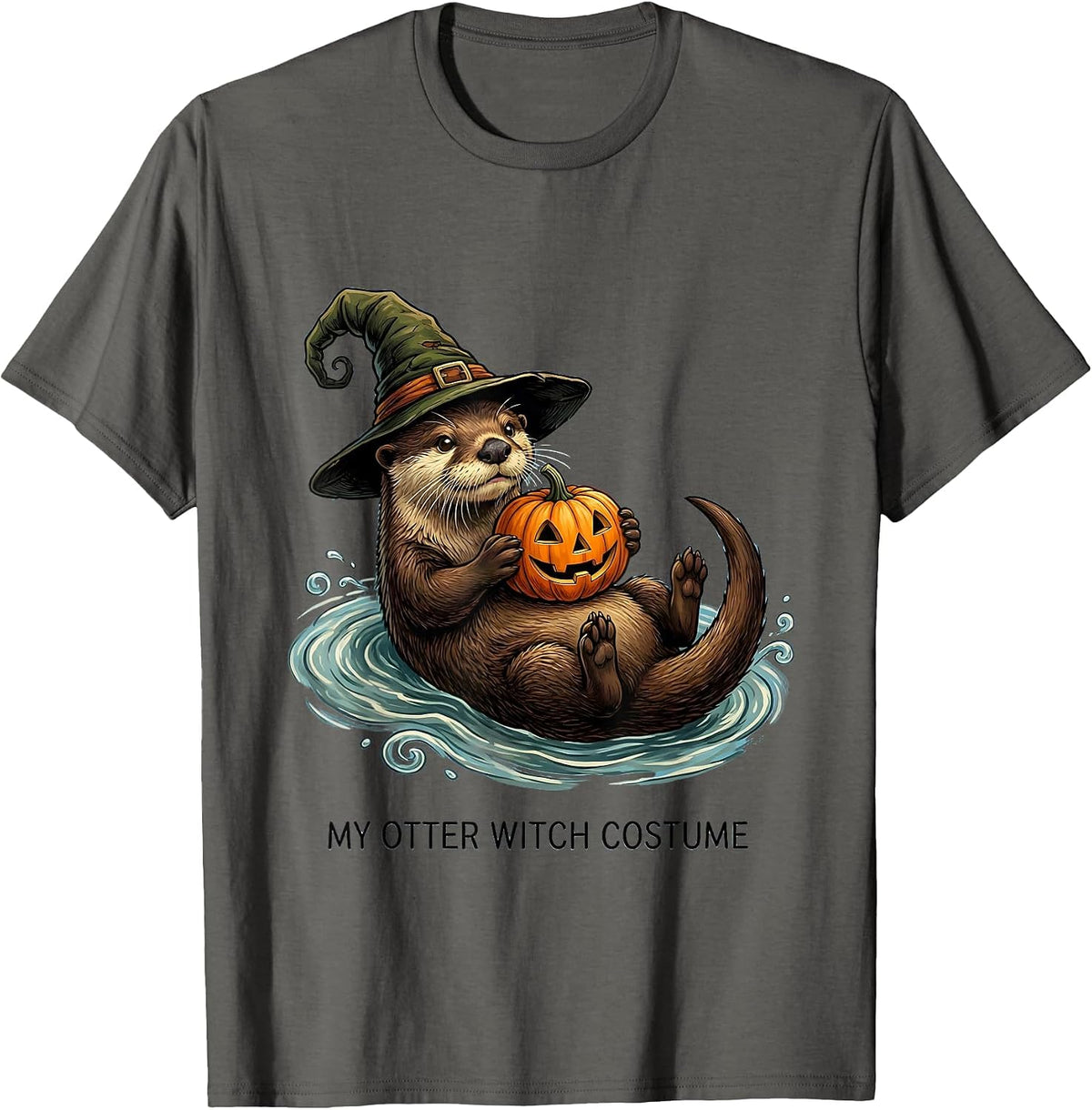 Men's My Otter Witch Costume Funny Halloween Animal Lover T-Shirt - Asphalt Grey