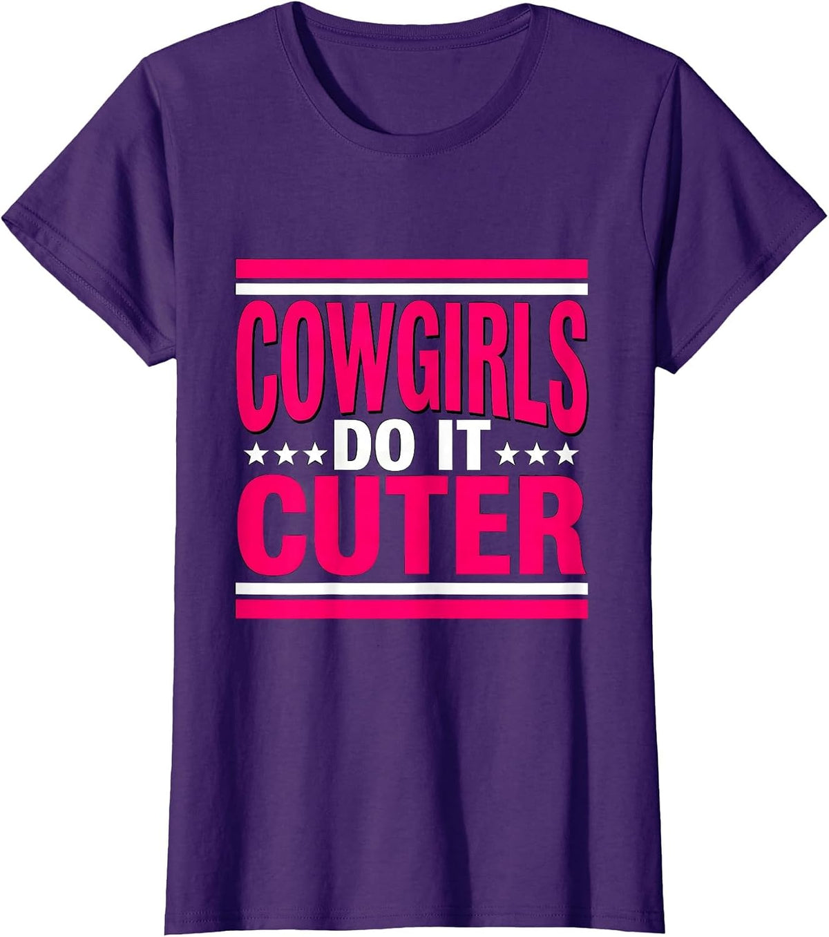 Women's Cowgirls Do It Cuter Pink Western Design T-Shirt - Purple