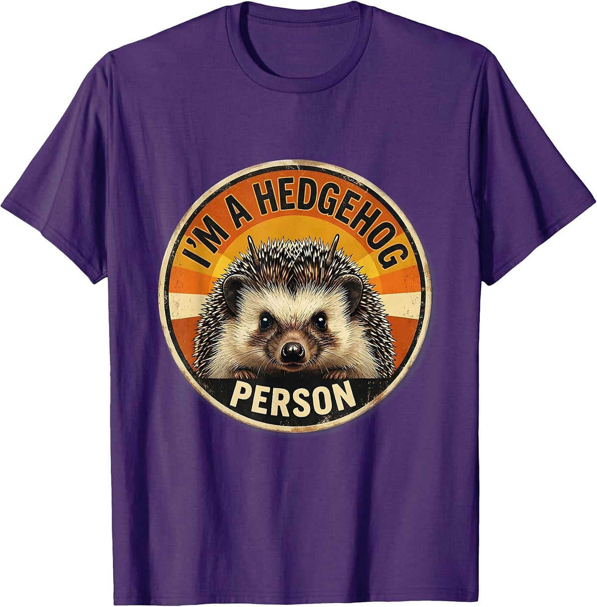 Men's I'm A Hedgehog Person Cute Hedgehog Lover Vintage Retro T-Shirt - Purple
