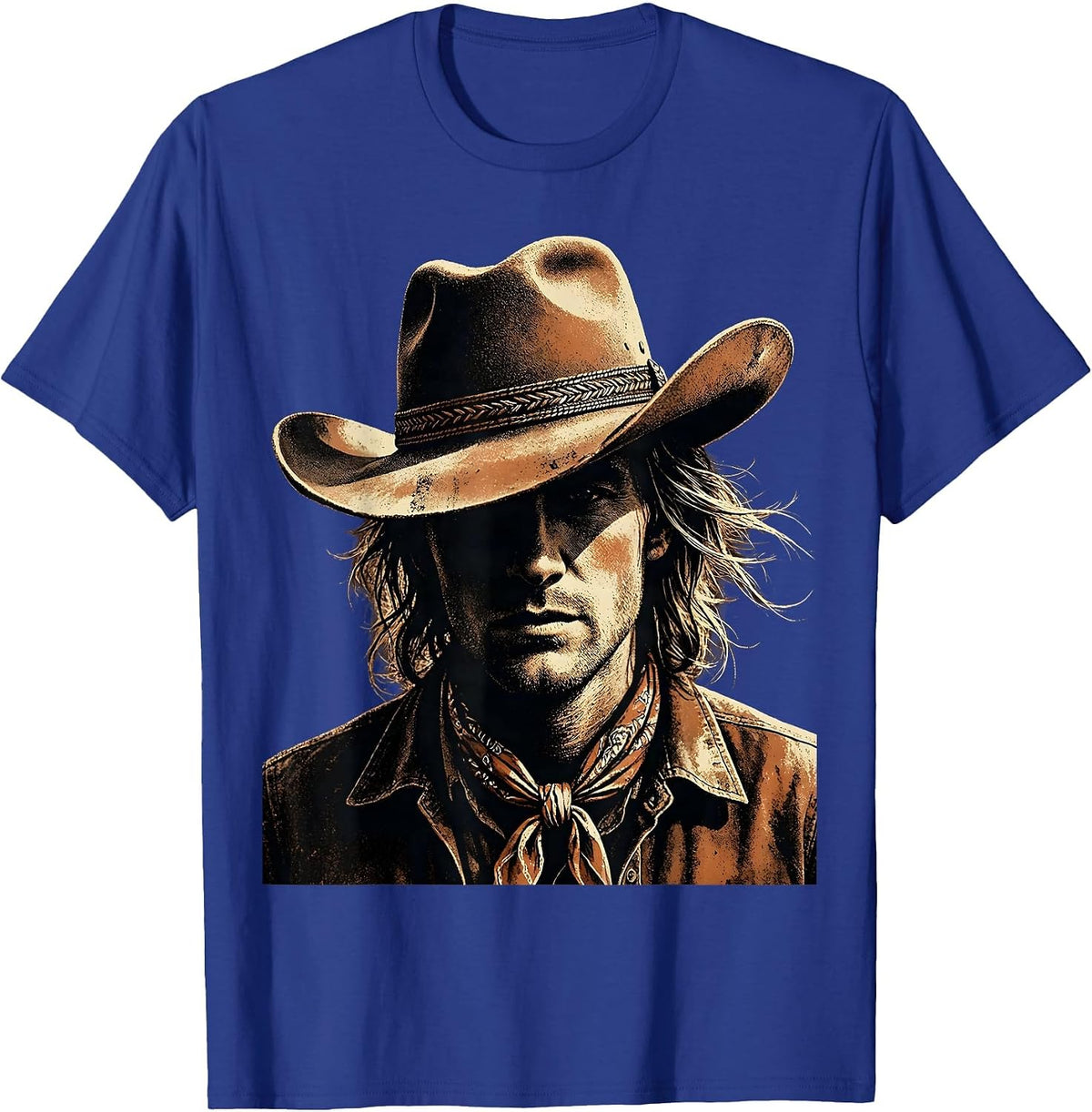 Cowgirl Hat Tilted Graphic Design T-Shirt - Royal Blue