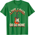 Men's Live Loud Or Go Home Rock Band Design T-Shirt - Kelly Green