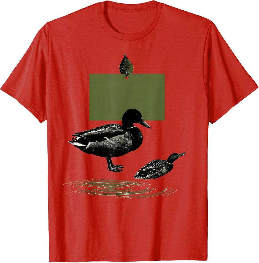 Men's Mallard Silhouette Funny Duck Hunting Gift T-Shirt - Red
