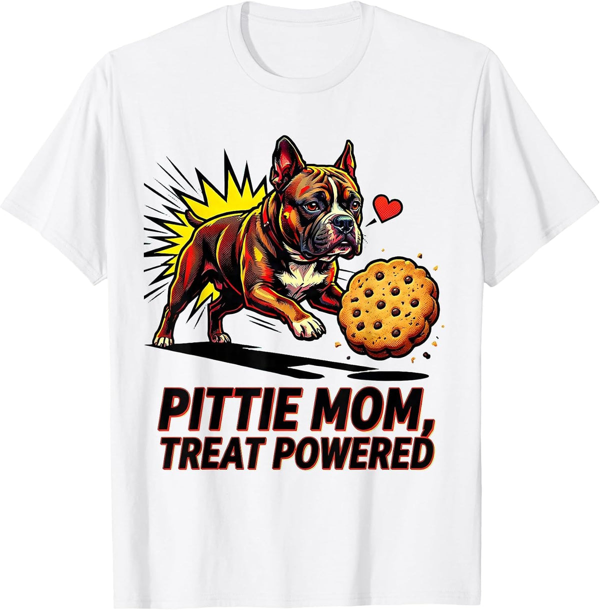 Men's Pittie Mom Treat Powered Funny Pitbull Dog Lover Humor T-Shirt - White