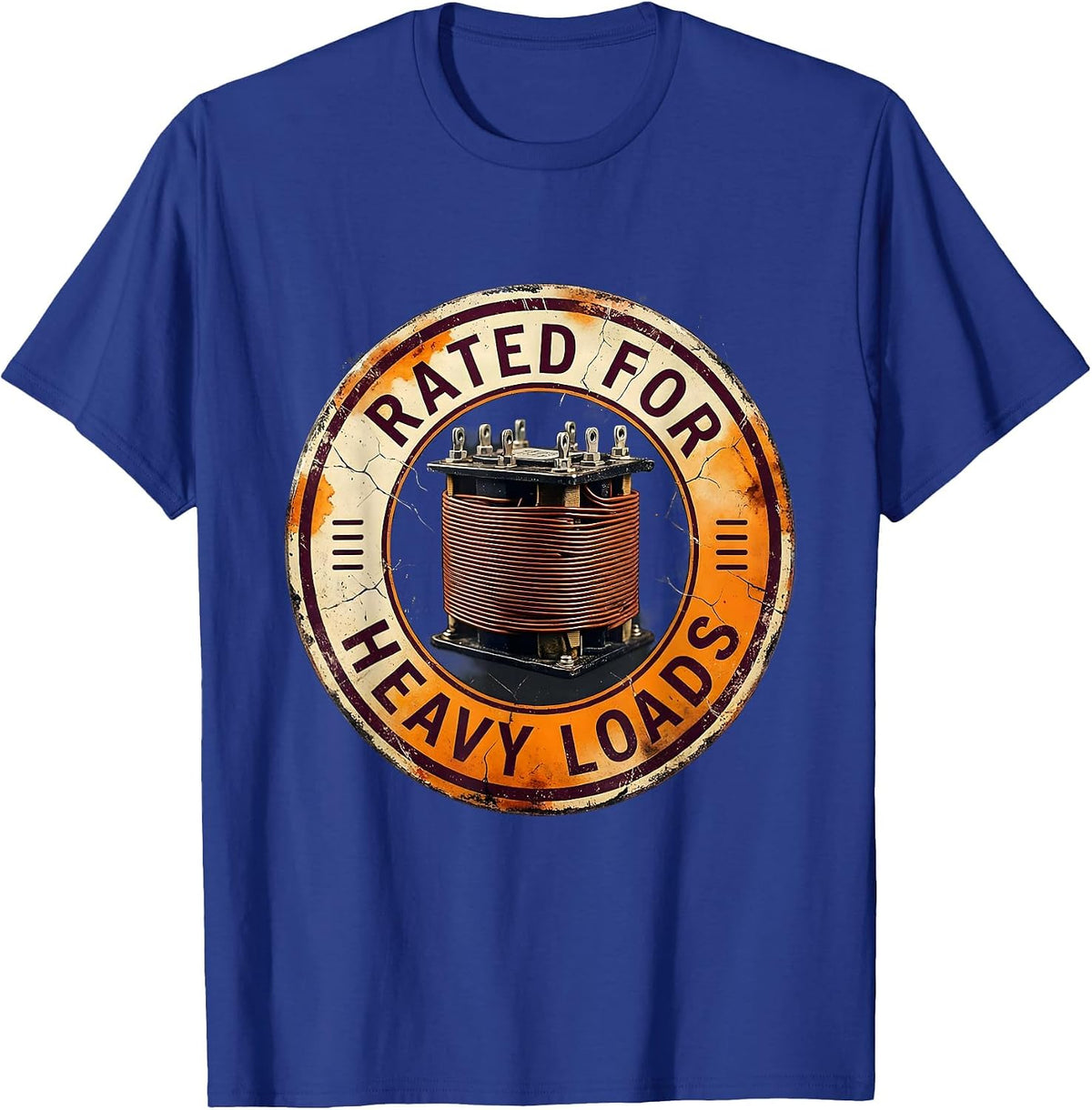 Men's Rated For Heavy Loads Distressed Electrician Engineer T-Shirt - Royal Blue