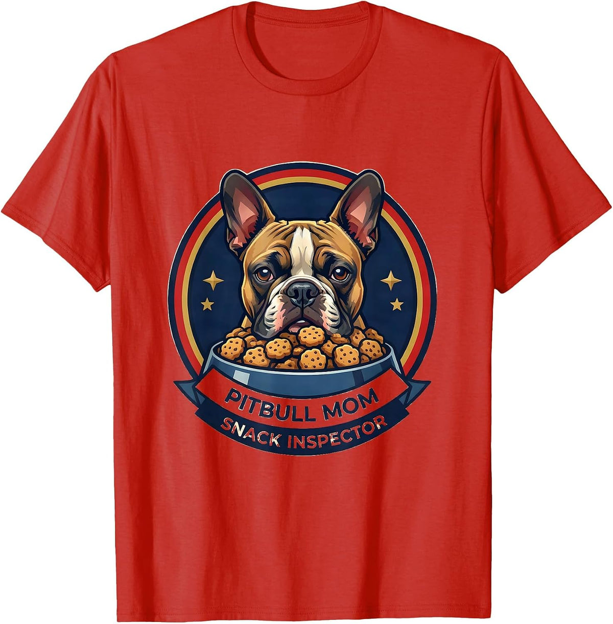 Men's Pitbull Mom Snack Inspector Funny Pitbull Dog Lover Humor T-Shirt - Red