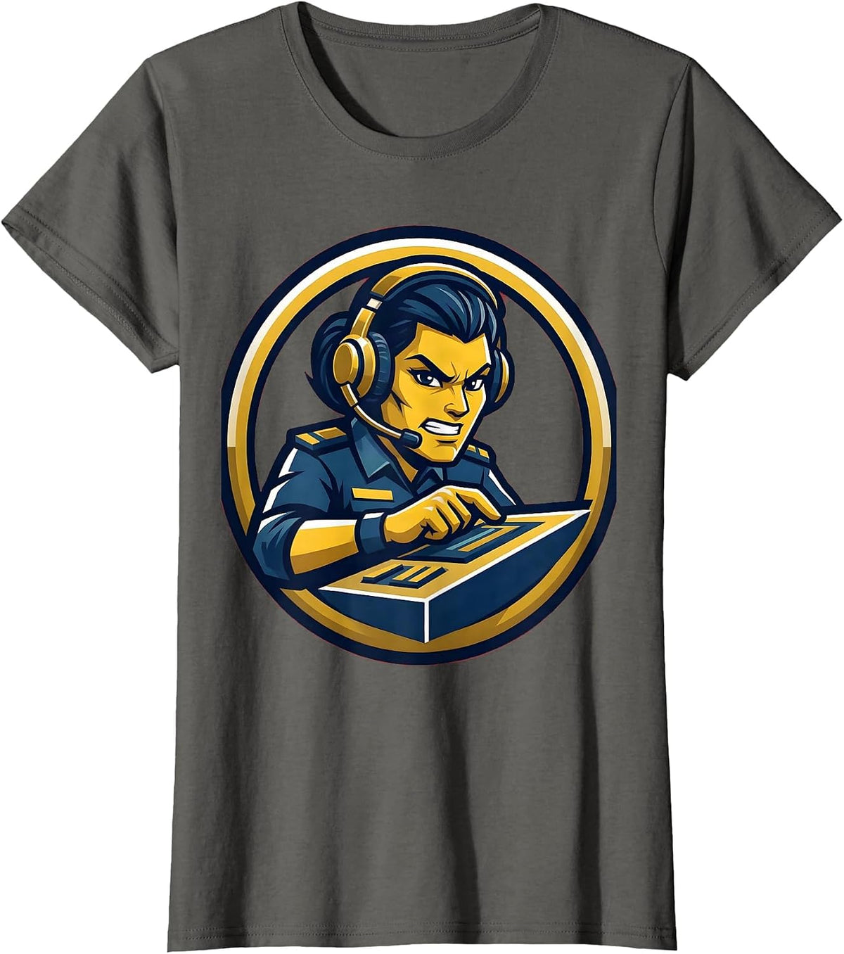 Women's 911 Dispatcher Headset Control Panel Graphic T-Shirt - Asphalt Grey