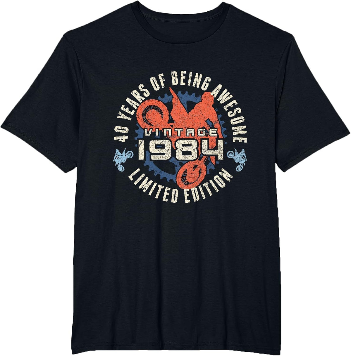 Vintage 1984 Motocross Racer Dirt Bike Rider 40th Birthday T-Shirt - Black