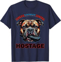 Certified Remote Control Hostage Funny Pitbull Dog Mom Humor T-Shirt - Navy Blue