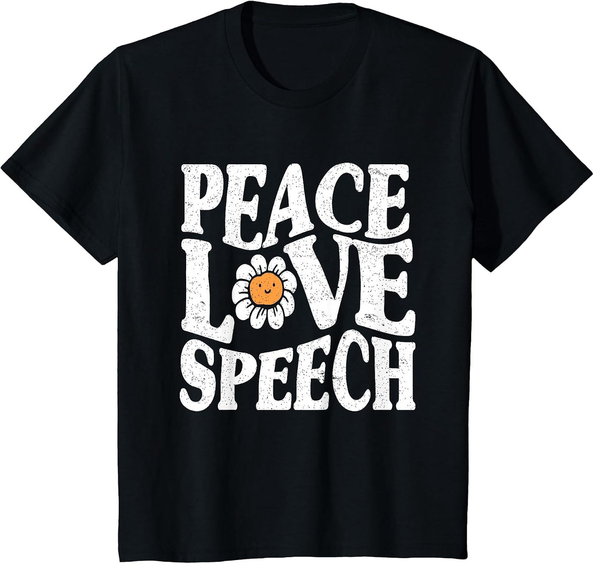 Peace Love Speech Therapy Speech Language Pathologist SLP T-Shirt - Black