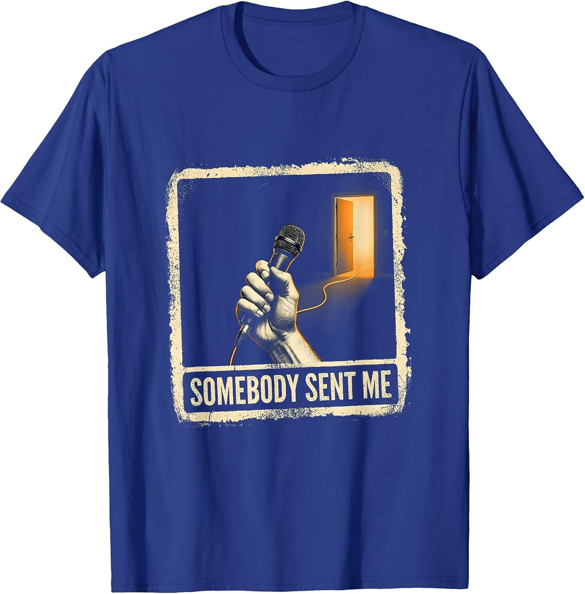 Somebody Sent Me Rubber Stamp 911 Dispatcher Thin Yellow T-Shirt - Royal Blue
