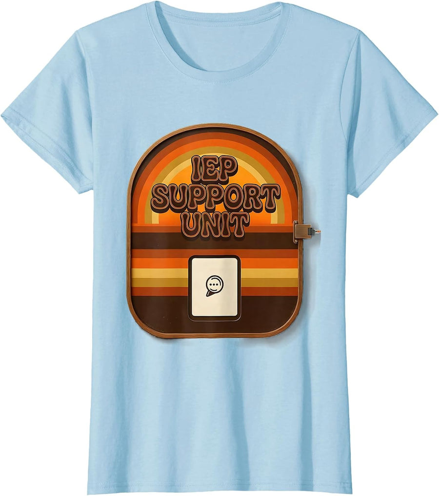 Women's IEP Support Unit Retro Special Education Teacher Squad Pride T-Shirt - Baby Blue