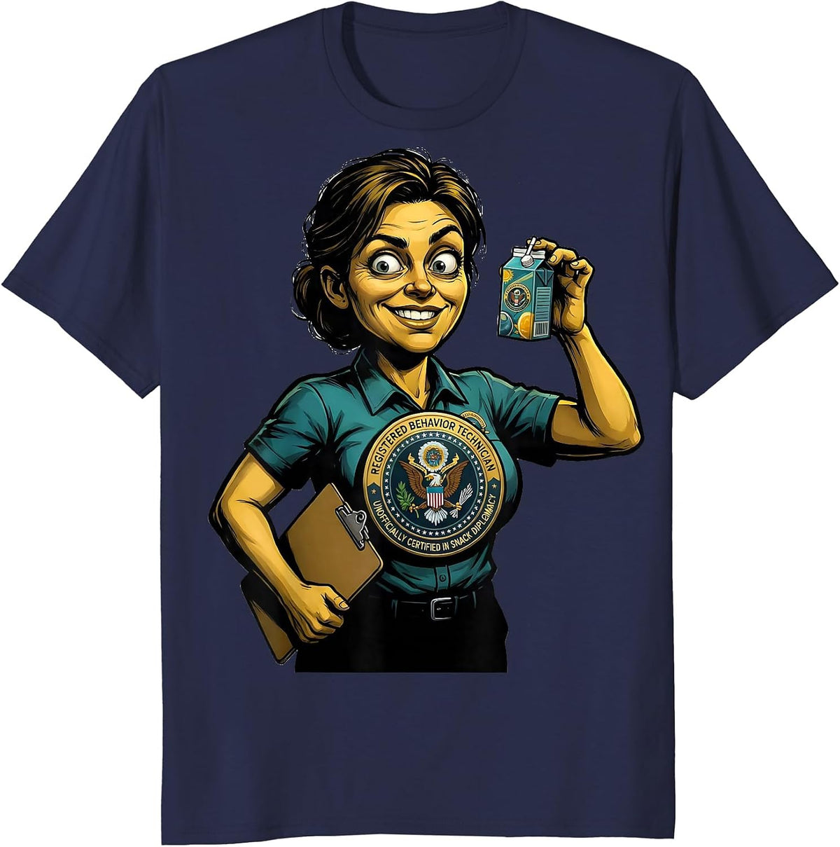 Men's Registered Behavior Technician Snack Diplomacy Humor T-Shirt - Navy Blue